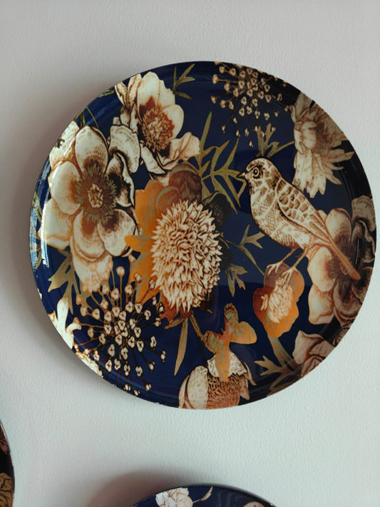 Shop Metal Wall Plates | Golden swans, blooming florals, and graceful birds | Set of 3 - 8,  10, & 12 inches