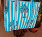 Striped Blue White Printed  Palm Tree Tote Bag For Girl Women
