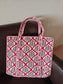 Stylish Damask Floral Handblock Printed Quilted Tote Bag with zip 15x 18x 5 inches