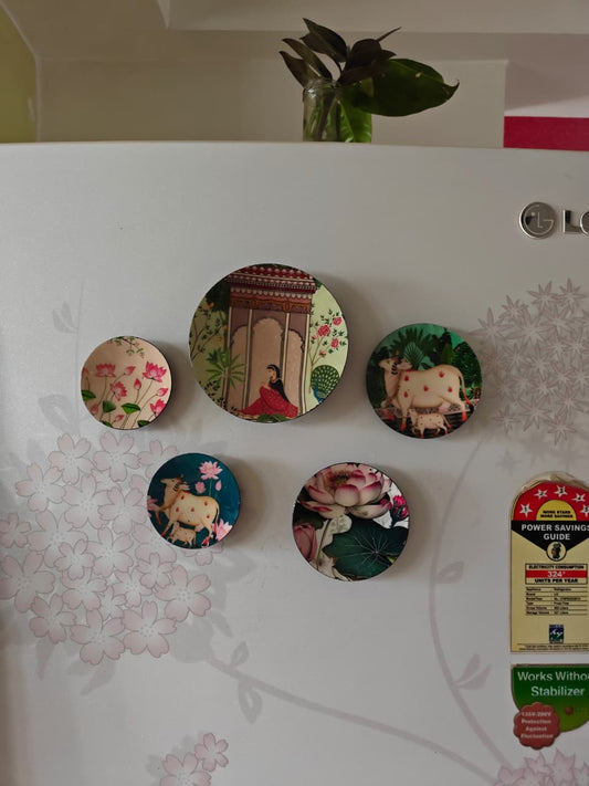 Regal Rajasthan Fridge Magnet Set of 5 – Ethnic Indian Souvenir & Decorative Gift