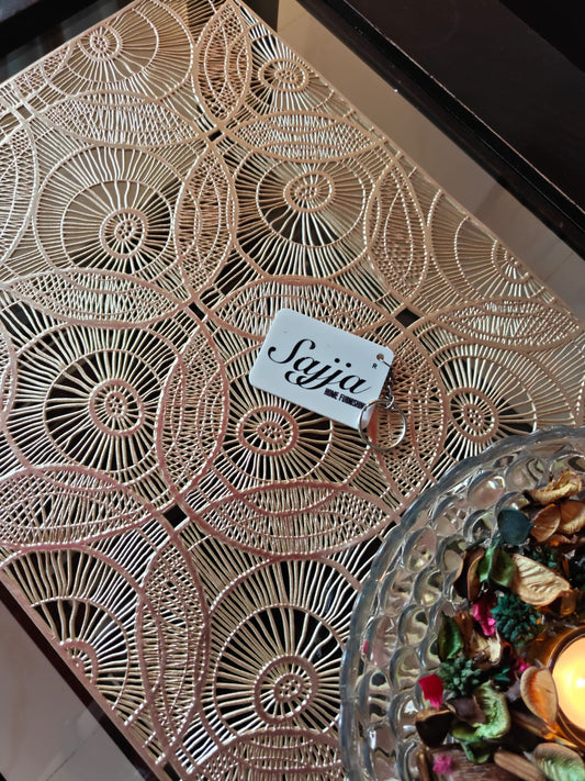 Beautiful LASER CUT METALLIC DINING TABLE RUNNER (Size 13 x 36 Inches) Golden