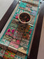 Antique Ethnic Embroidered Green Cotton Table Runner (14 x 60 inches)