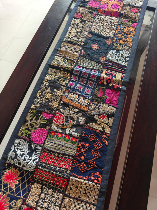 Royal Ethnic Khambhadiya Patchwork Multicolor Cotton Table Runner