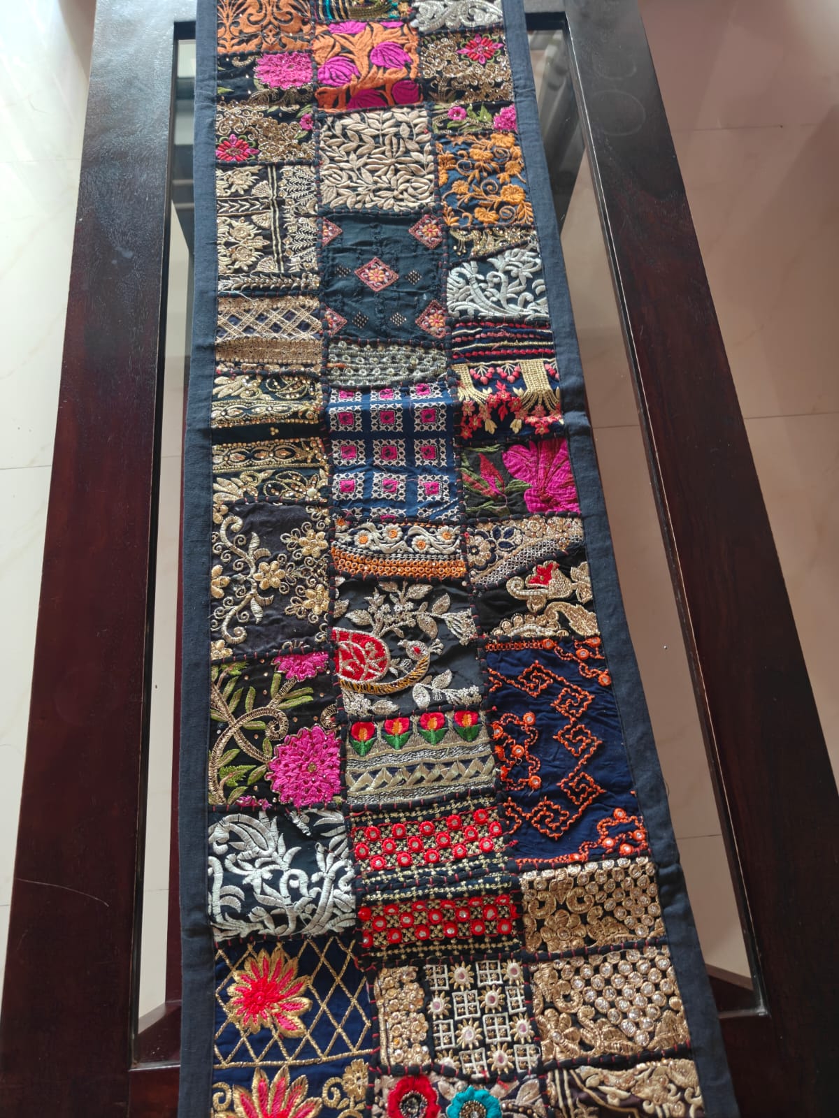 Royal Ethnic Khambhadiya Patchwork Multicolor Cotton Table Runner