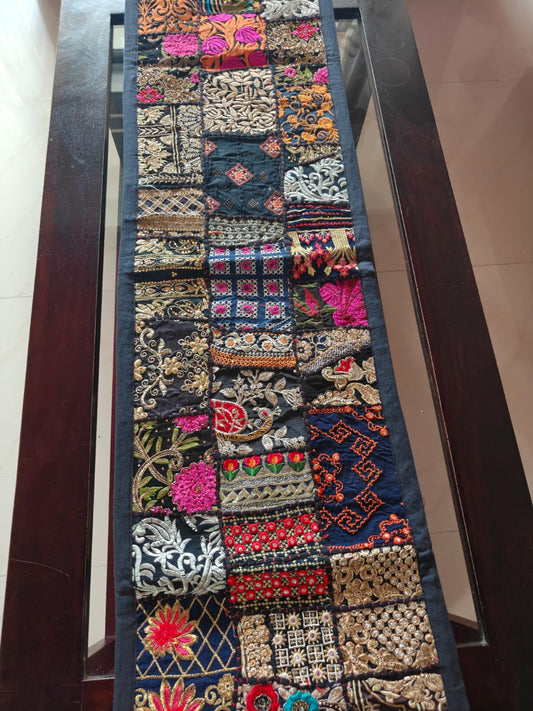 Royal Ethnic Khambhadiya Patchwork Multicolor Cotton Table Runner