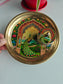 Buy Brass Peacock Pichwai Kumkum Box with Plate ( 6 inches plate)