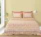 Queen Vintage Traditional Yellow Pink Pure Cotton Double Bedsheet