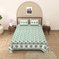 Heritage Vintage Teal Blue Hand block Cotton Mandala Double Bedsheet Queen | Smaller King