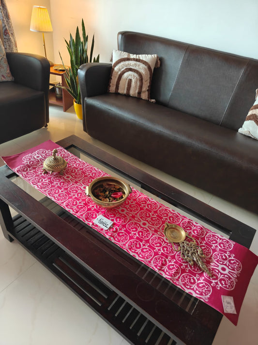 Chic French Renaissance Inspired Dupioni Silk Coffee Table Runner (L-48in, W-12in)