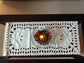 Beautiful Cutwork Ivory Velvet Teapoy Table Runner Cover Centre Table 4 Seater Table