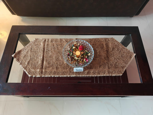 Buy Brown Velvet Embossed Console Crockery Table Runner (L- 38in, W-13in)