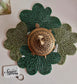 Green Festive Floral Embroidered Beaded Table Placemat