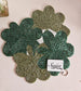 Green Festive Floral Embroidered Beaded Table Placemat