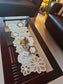 Handmade Silver Gold Floral Beaded Table Runner | Foyer runner | Coffee Table Runner