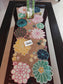 Elegant Floral Blue Bloom Handwork Beads Table Runner