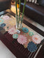 Elegant Floral Blue Bloom Handwork Beads Table Runner