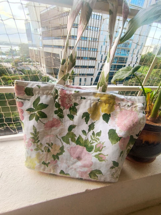 Modernist Rose Floral Stylish Shopping Tote Bag