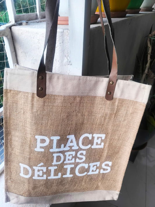 Designer French Riviera Tote Jute Bag