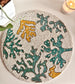 Designer Jade Yellow Ivory Floral Coral Beads Table Mat Trivet