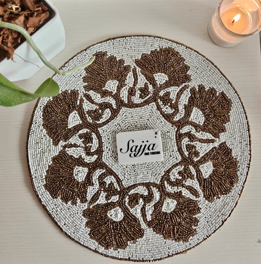 Mosaic Mosaic Antique Gold Brass Beaded Placemat