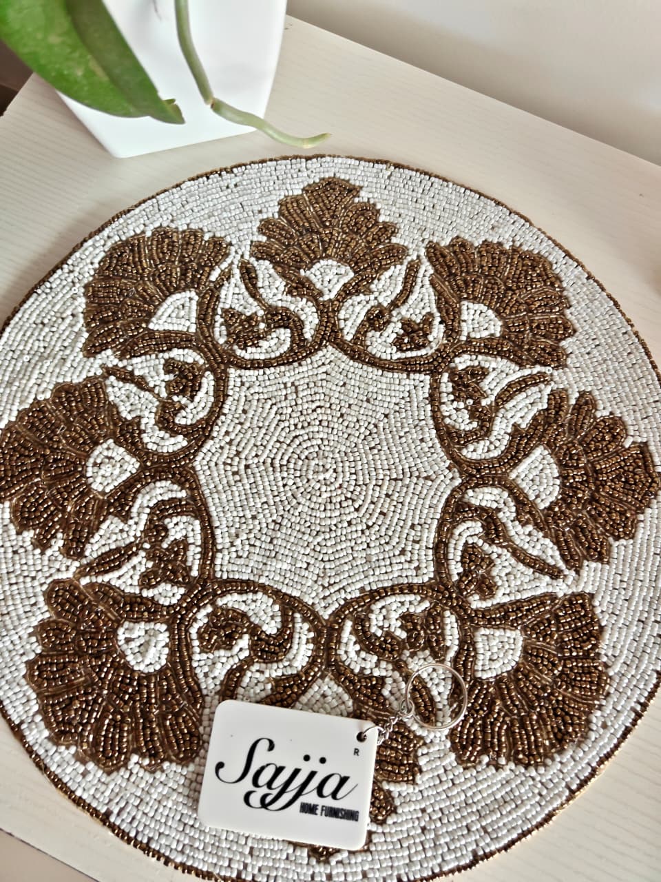 Mosaic Mosaic Antique Gold Brass Beaded Placemat