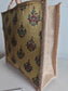 Vintage Motif Golden Silk Jute Gifting Bags | Eco friendly Handcrafted Lunch Bag
