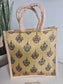 Vintage Motif Golden Silk Jute Gifting Bags | Eco friendly Handcrafted Lunch Bag