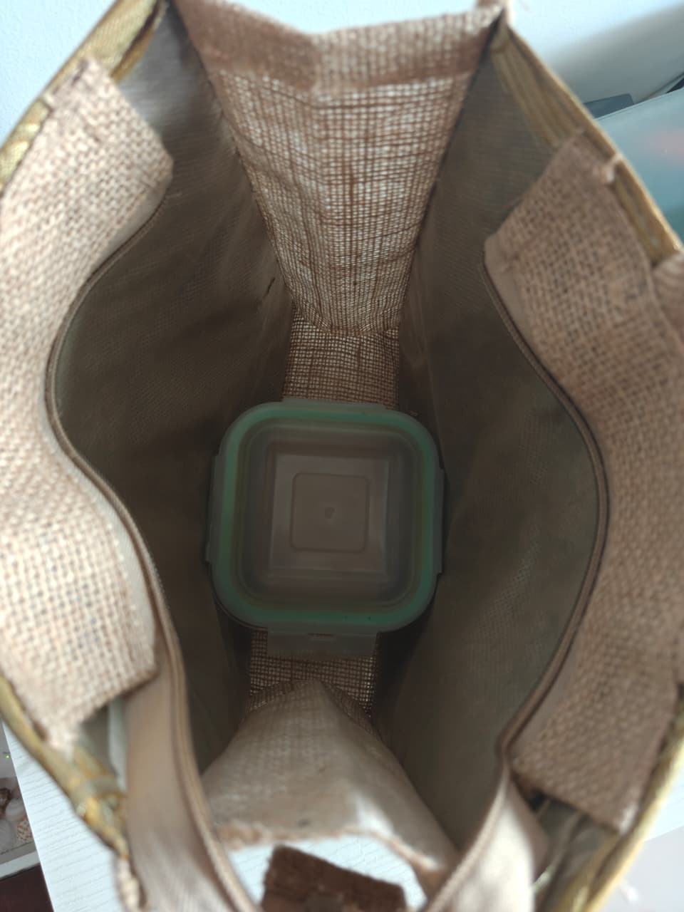 Vintage Motif Golden Silk Jute Gifting Bags | Eco friendly Handcrafted Lunch Bag