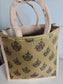 Vintage Motif Golden Silk Jute Gifting Bags | Eco friendly Handcrafted Lunch Bag