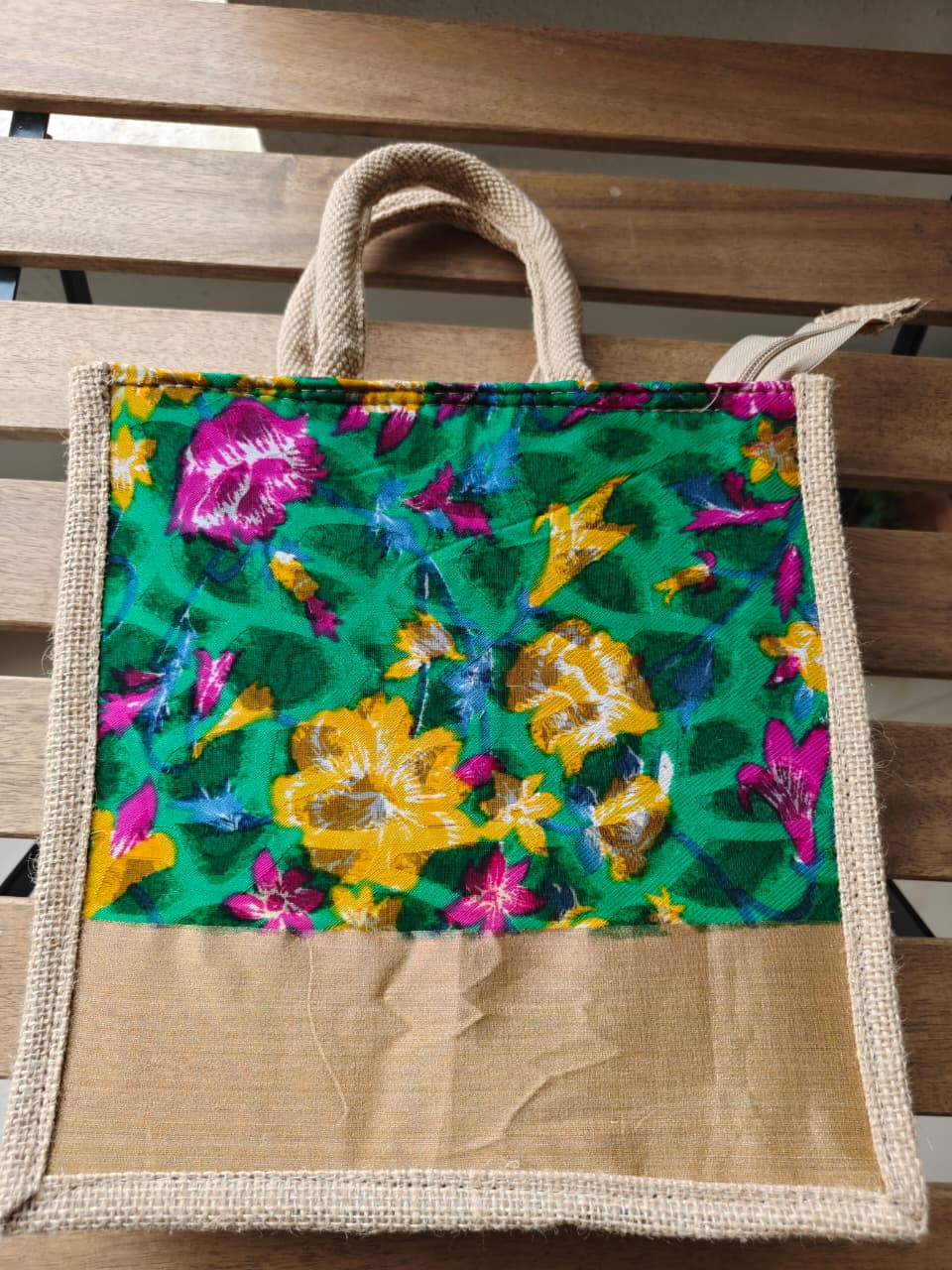 Stylish Floral Silk Jute Gifting Bag | Eco friendly Handcrafted Lunch Bags