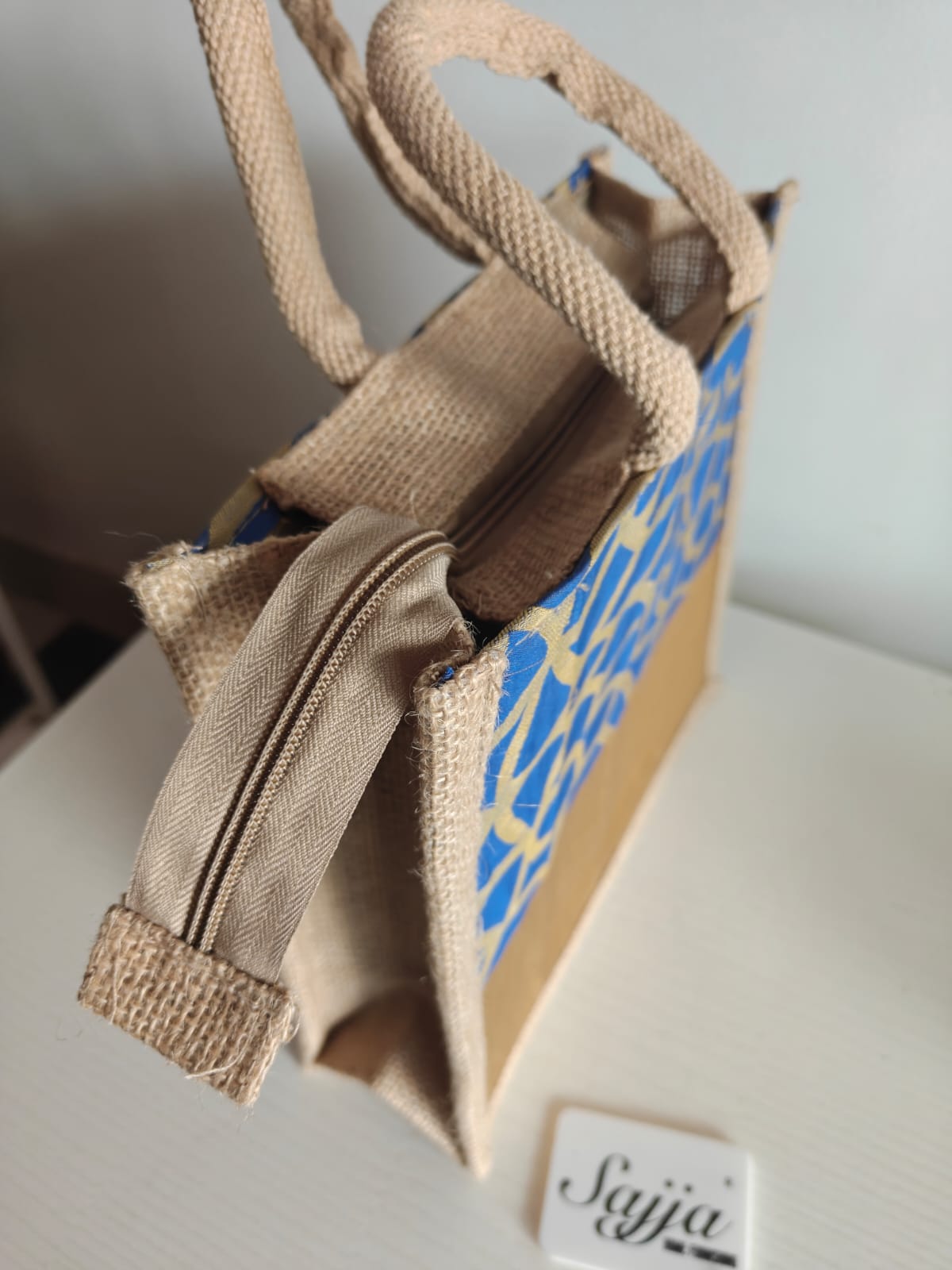Stylish Brocade Golden Silk Jute Gifting Bags | Eco friendly Handcrafted Lunch Bag