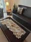 Designer White Gold Glass Beaded Table Runner Home Decor