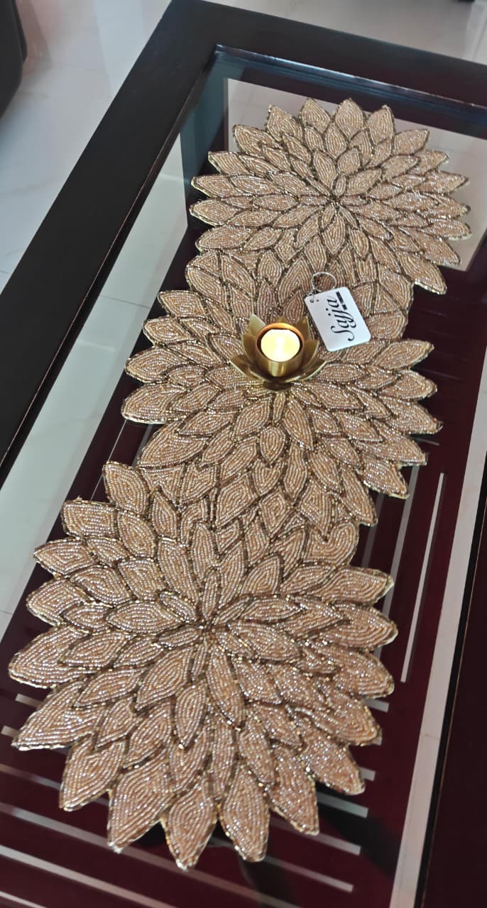 Trendy Beaded Table Runner Spring, Beaded Table Runner Cofffee Foyer Table Runner