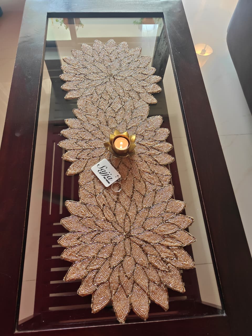 Trendy Beaded Table Runner Spring, Beaded Table Runner Cofffee Foyer Table Runner