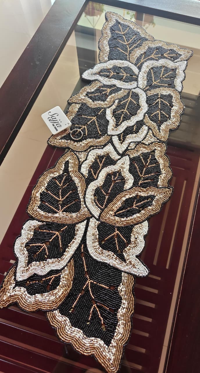 "Beyond this world there are myriad worlds" Designer Handcrafted Beads Table Runner