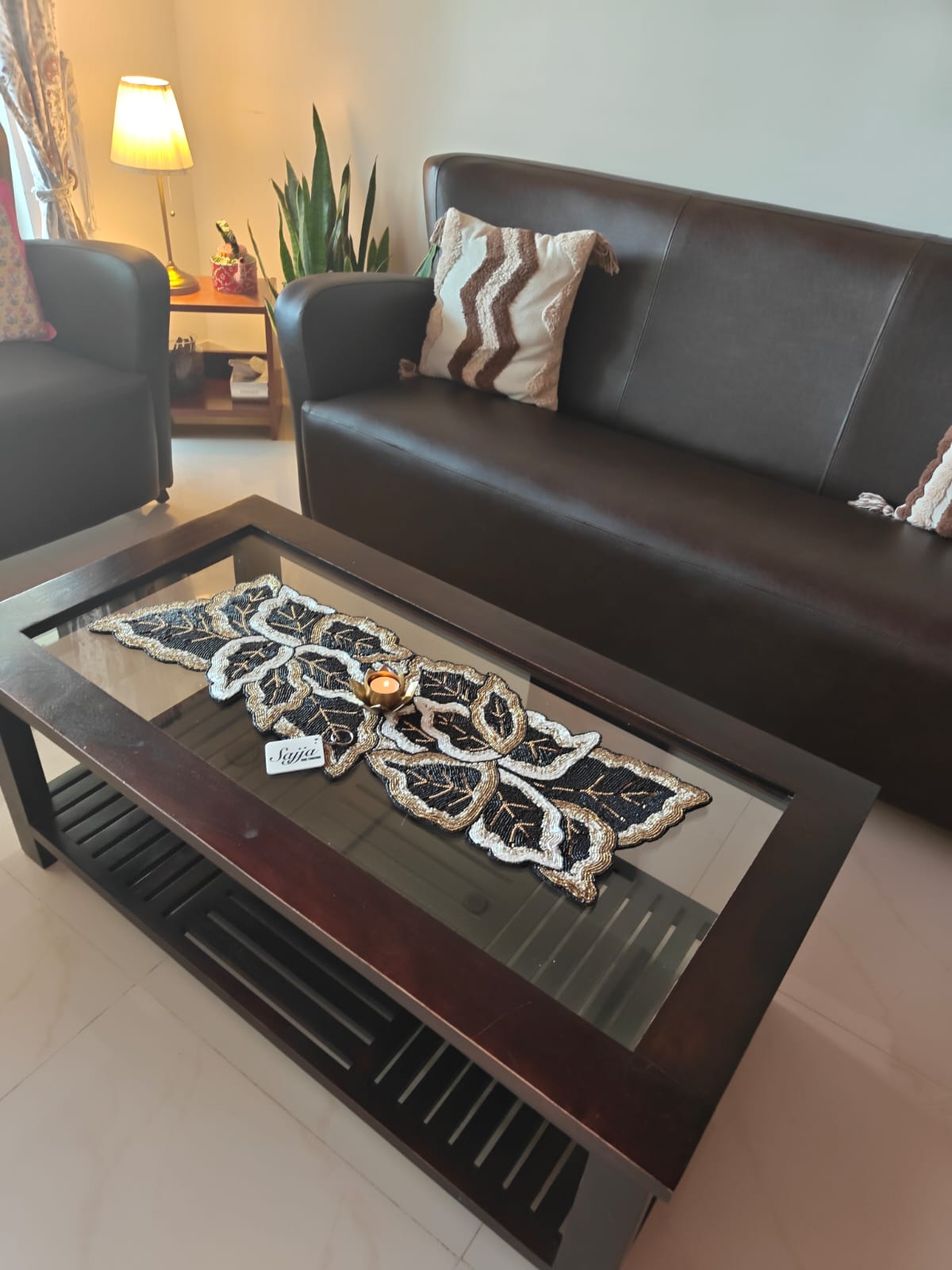 "Beyond this world there are myriad worlds" Designer Handcrafted Beads Table Runner