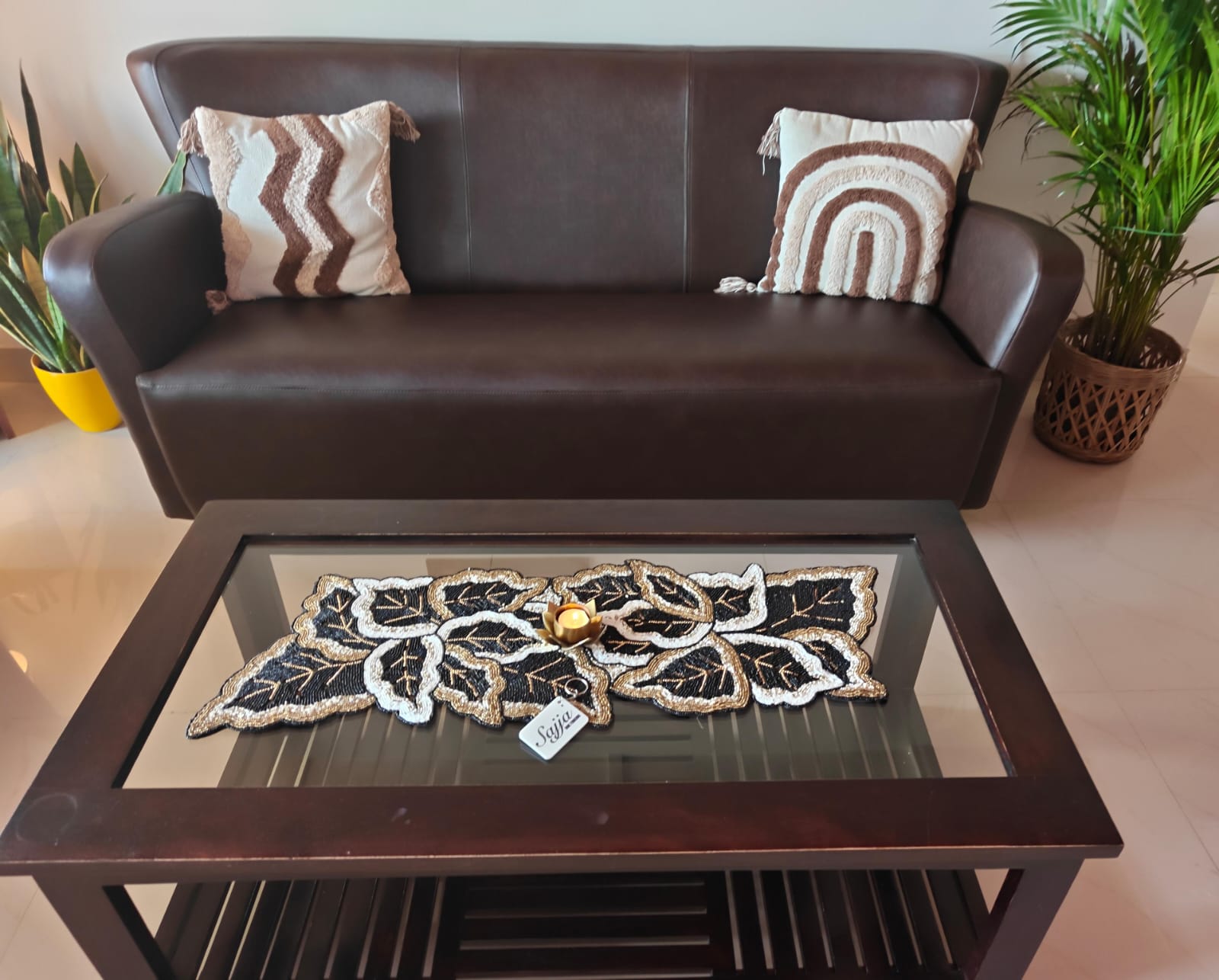 "Beyond this world there are myriad worlds" Designer Handcrafted Beads Table Runner