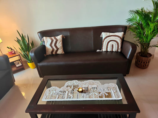 Victorian Gift of Life Stylish table runner Hand embroidered Table Runner Handcrafted Beads Silver Coffee TableRunner