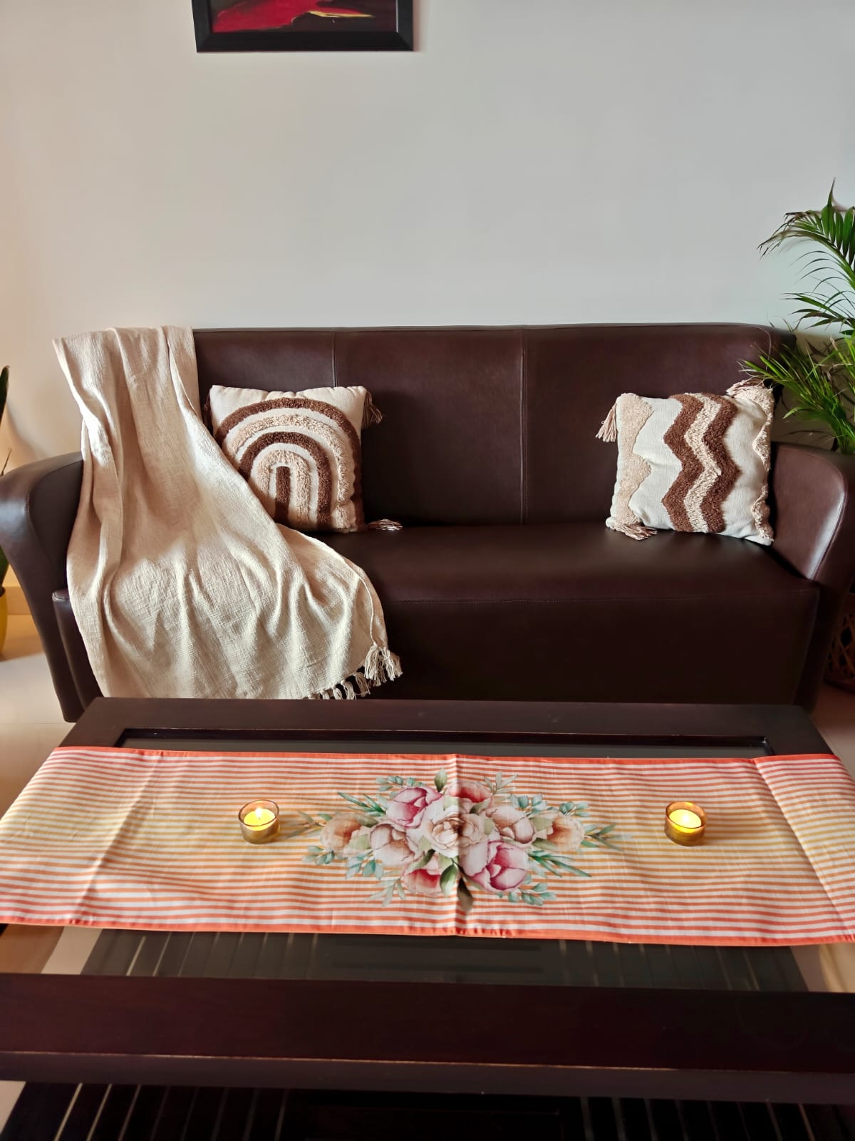 Contempory Floral Silk Dupion Table runner Silk Dining Table Runner 6 seater Side Table Runners Gift L-72 in, W-12in)