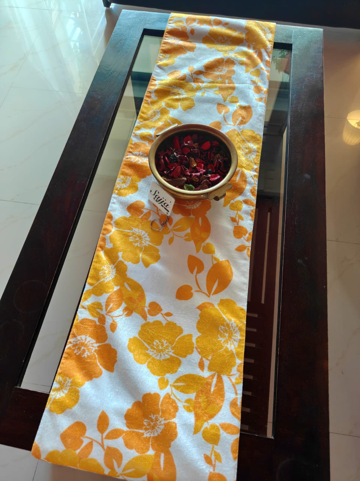 Revresible Floral Chintz  N Striped Velvet Glam Table Runner 12 x 72 inches