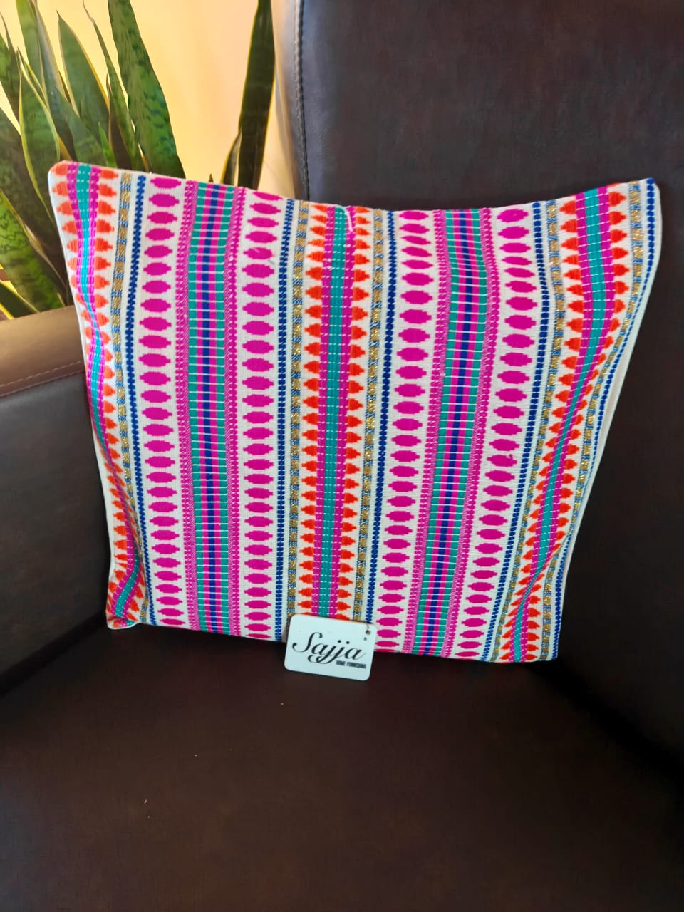 Premium Hand woven Jacquard Cotton Cushion Cover 40 cm x40 cm | 16 x 16 inches Boho Pillow Cover Decorative Pillow Case