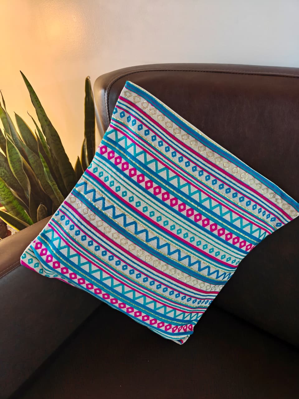 Multicolouur Boho Chic Bright Hand Woven Jacquard Premium Cushion Cover