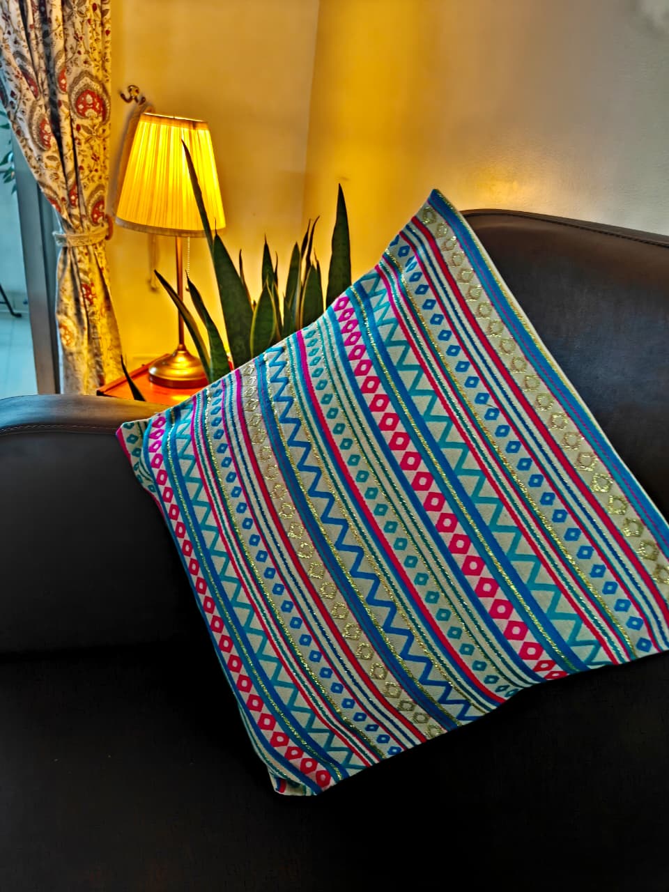Multicolouur Boho Chic Bright Hand Woven Jacquard Premium Cushion Cover