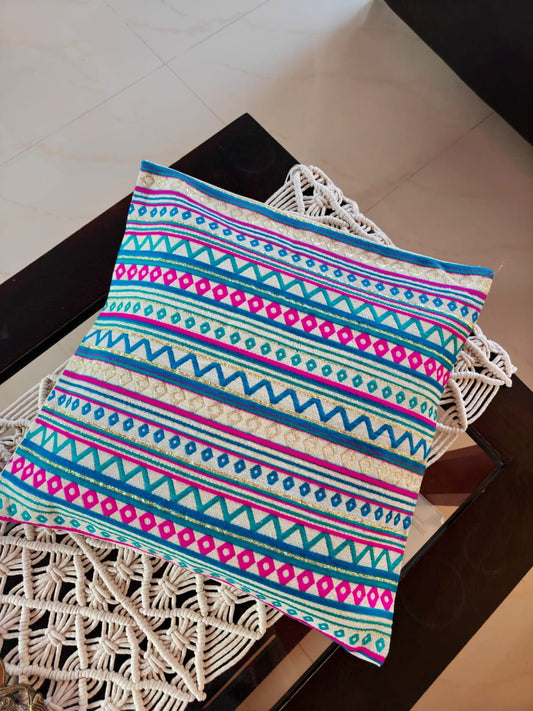 Multicolouur Boho Chic Bright Hand Woven Jacquard Premium Cushion Cover