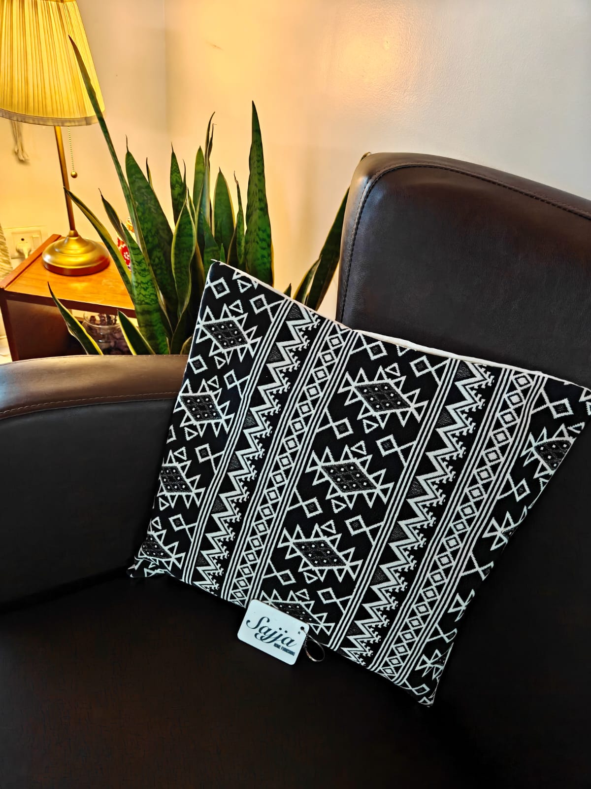 Buy Sajja Hand Woven Stylish Black N White Cushion Covers cotton 16 x 16 inches