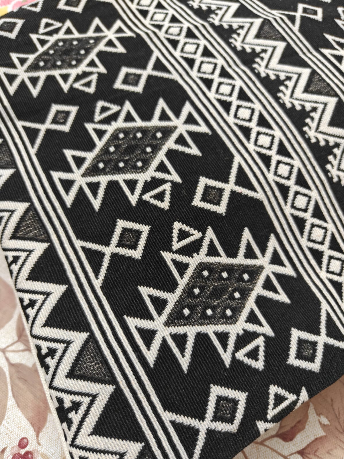Boho Jacquard Hand Woven Black White Small Cushion Cover 12 x 12 inches 1 piece