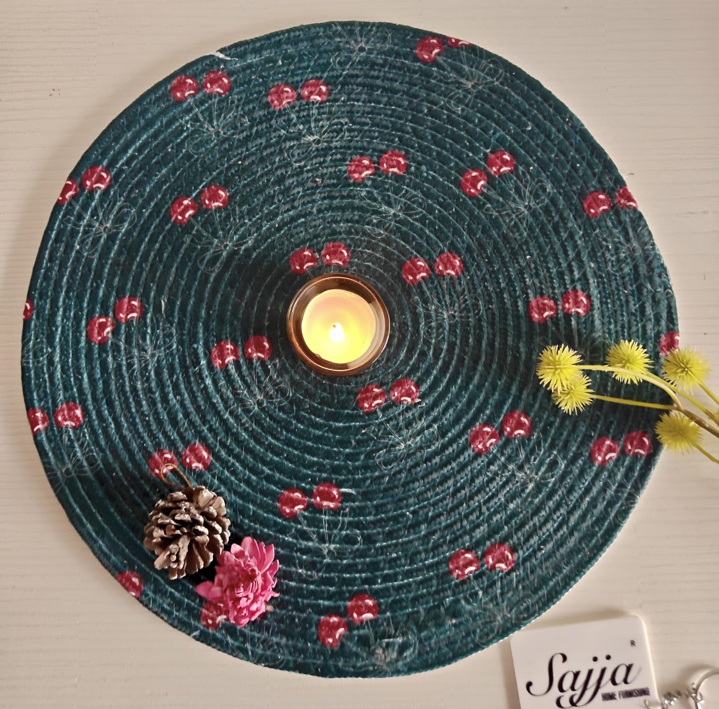 Chic Forest Green Braided Cotton Placemat Table Fabric Table Mat - 1piece