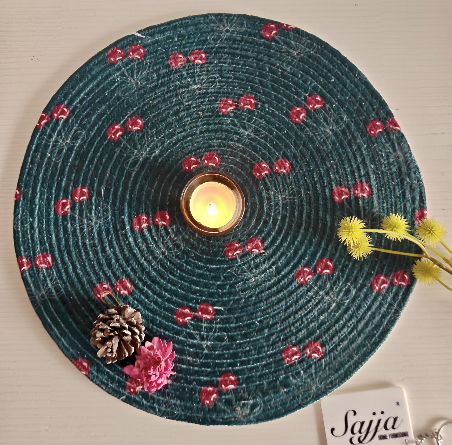 Chic Forest Green Braided Cotton Placemat Table Fabric Table Mat - 1piece