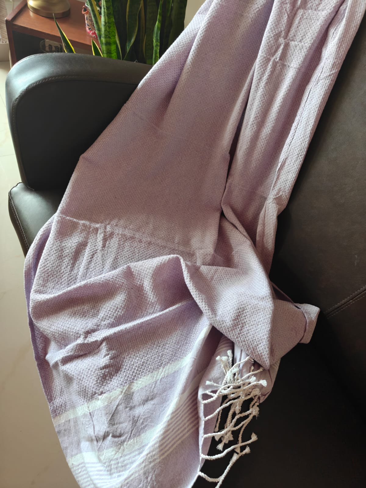 Super Absorbent Organic Cotton Wisteria Purple Bath Towel With Tassel XL for Men