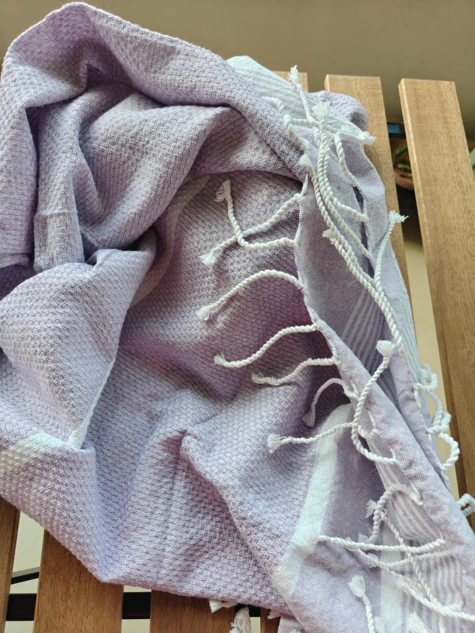 Super Absorbent Organic Cotton Wisteria Purple Bath Towel With Tassel XL for Men